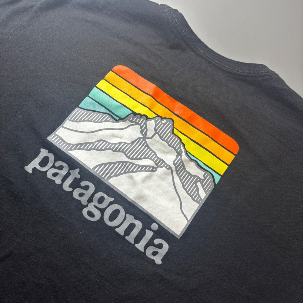 Patagonia Mens L Black Responsibili Tee Pocket Mountain Logo T-Shirt